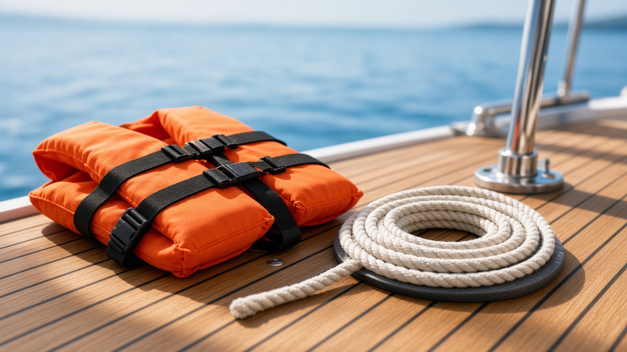 Life jackets and calm pre-departure prep on a bright deck